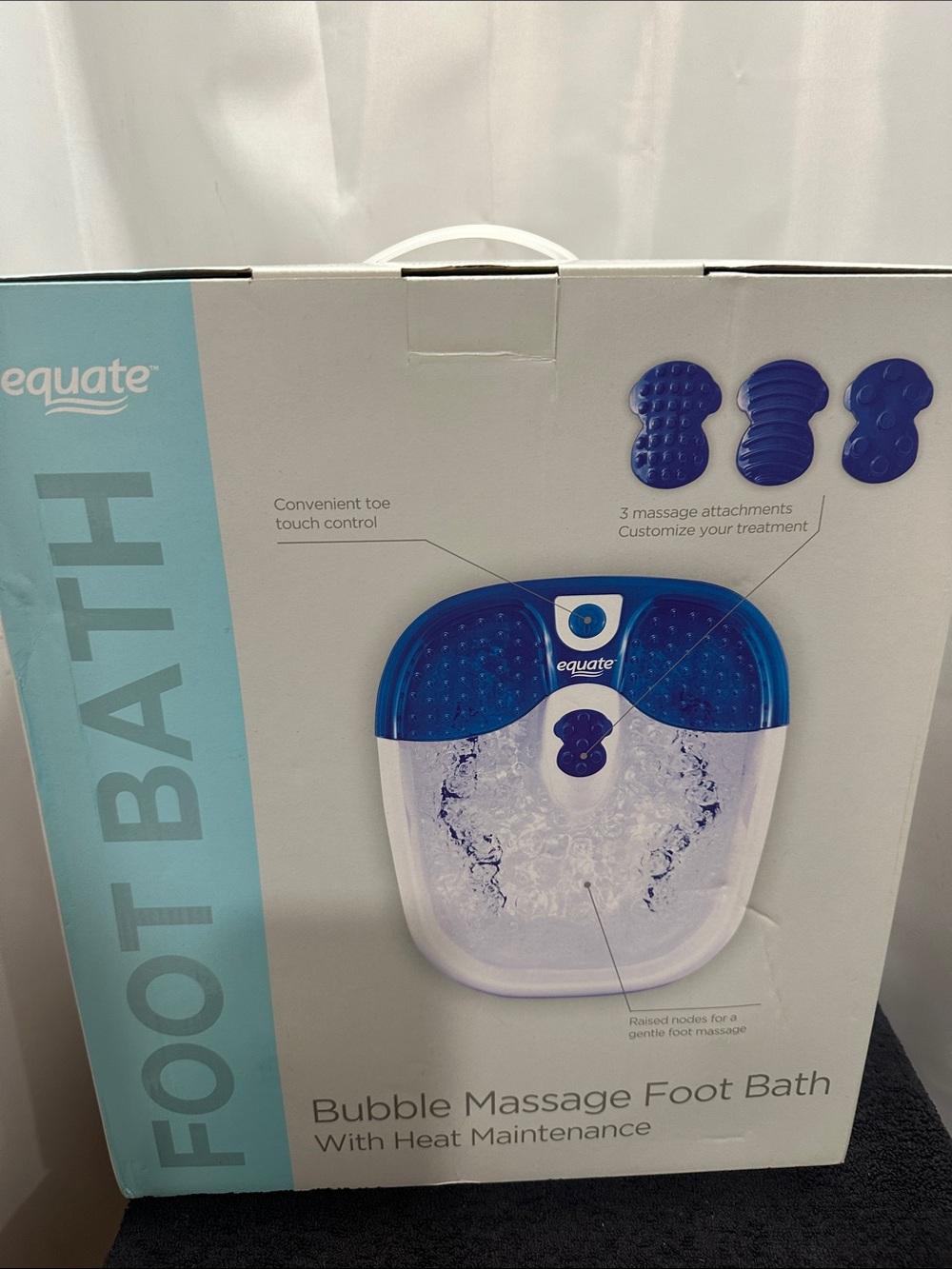 Equate Blue Bubble Massage Foot Bath with Heat Maintenance NWT